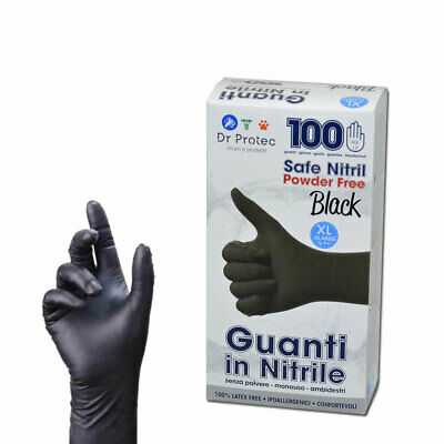 Guanti nitrile neri extra resistenti - Confezione 100 pezzi L