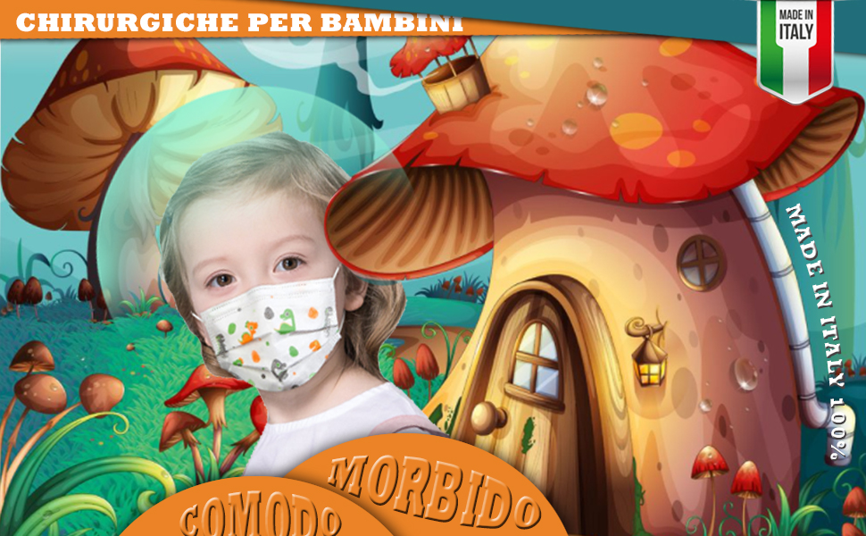 Eurekaled Mascherine Chirurgiche Colorate per bambini - Monouso 50pz - Made  in Italy - Tipo II BFE 98% - 3 strati TNT Certificate CE (5 fantasie per